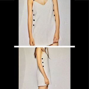 Zara white black buttons lined romper. Size M